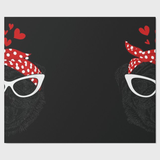 Cute Pug i ett huvudband med glasögon Presentpapper (Seam)