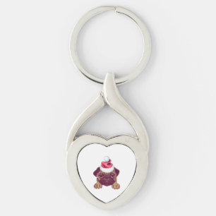 Cute Pug i jultomten Twisted Heart Silverfärgad Nyckelring