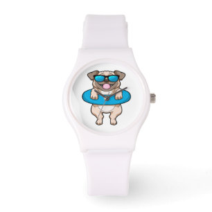 Cute Pug in Blue Flyt - Cute Animal Älskare Armbandsur