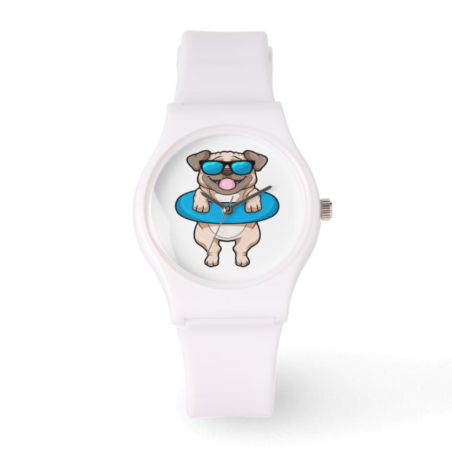 Cute Pug in Blue Flyt - Cute Animal Älskare Armbandsur (Framsida)