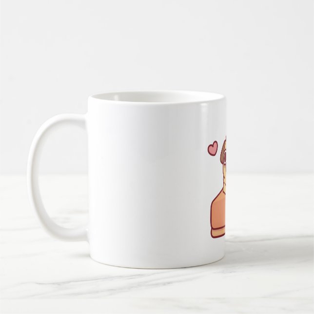 Cute Pug in Pumpkin Paj Funny Kaffemugg (Vänster)