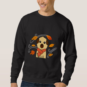 Cute Pug in Scarf - Autumn Classic T-Shirt 380 Lång Ärmad Tröja