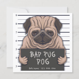 Cute Pug-inbjudan Inbjudningar