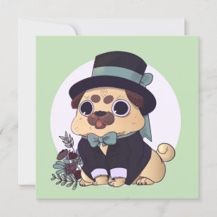 Cute Pug-inbjudan Inbjudningar