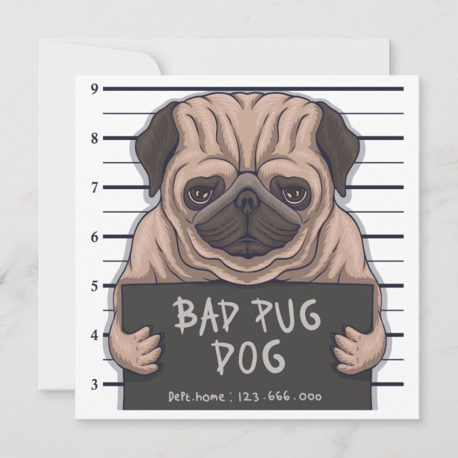 Cute Pug-inbjudan Inbjudningar (Framsida)
