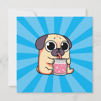 Cute Pug Inbjudningar