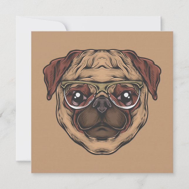 Cute Pug Inbjudningar (Framsida)