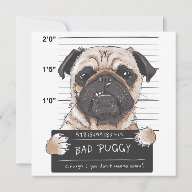 Cute Pug Inbjudningar (Framsida)