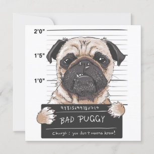 Cute Pug Inbjudningar