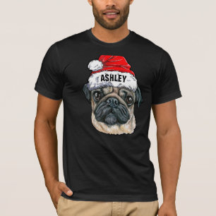 Cute Pug jul Hat Big Hund Big T Shirt