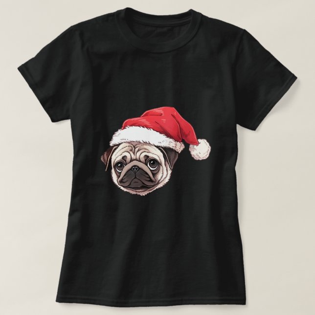 Cute Pug jultomten Boys Hund xmass Pugm T Shirt (Design framsida)