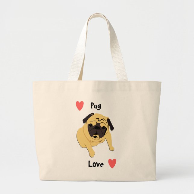 Cute Pug Kärlek Hund Jumbo Tygkasse (Framsidan)