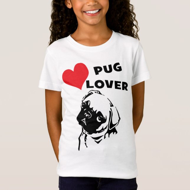 Cute Pug Kärlek T-shirt (Framsida)