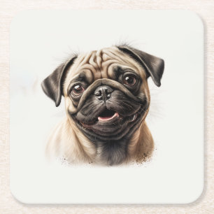 Cute Pug-kylande bästa Hund Mamma någonsin Underlägg Papper Kvadrat
