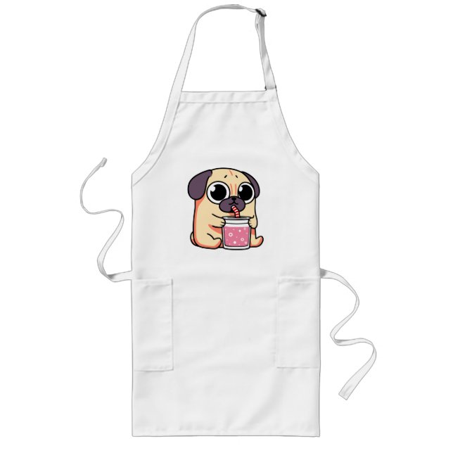 Cute Pug Långt Förkläde (Framsidan)