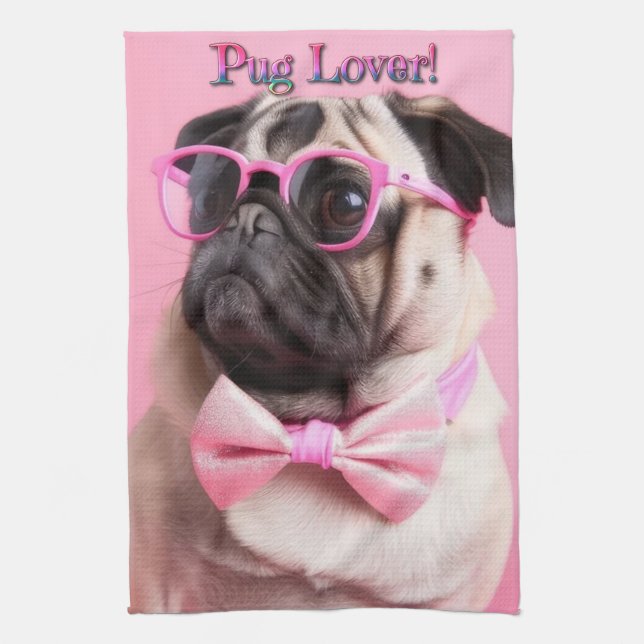 Cute Pug Lover Kitchen Towel Kökshandduk (Vertikal)