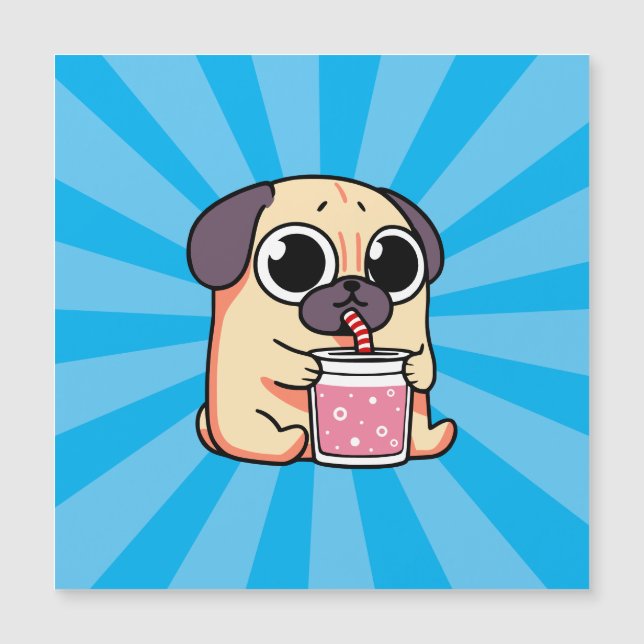 Cute Pug Magnetisk Inbjudningskort (Framsida)