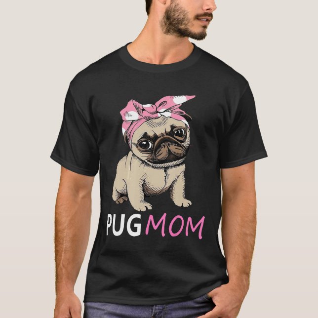 Cute Pug Mamma Gift T Shirt (Framsida)