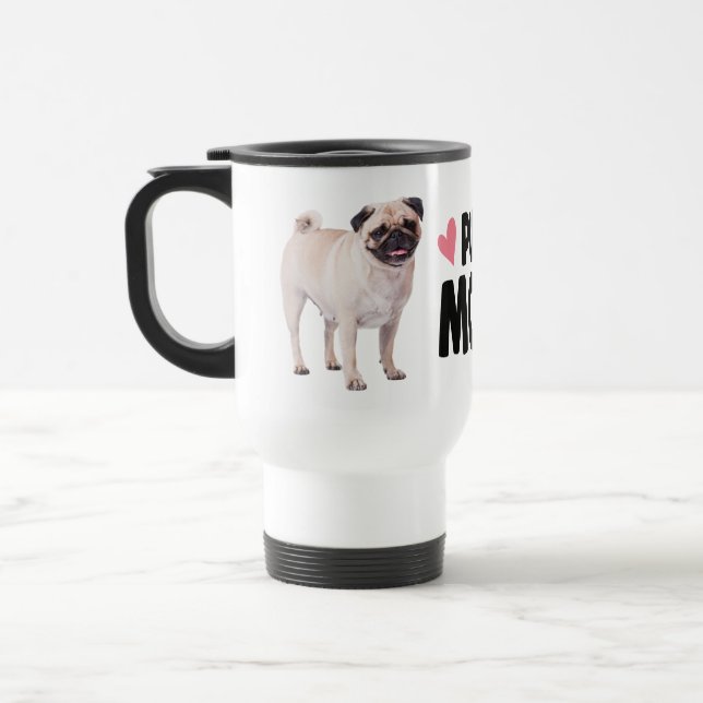 Cute Pug Mamma Puppy Hund Mamma Resemugg (Vänster)