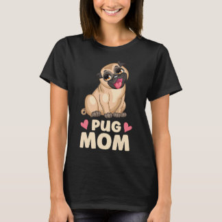 Cute Pug Mamma Tecknad Puppy Hund älskare Pugs T Shirt