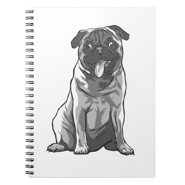 Cute Pug med Bra Mood Anteckningsbok (Framsidan)