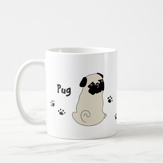 Cute pug mug かわいいパグのイラストのマグカップ kaffemugg (Vänster)