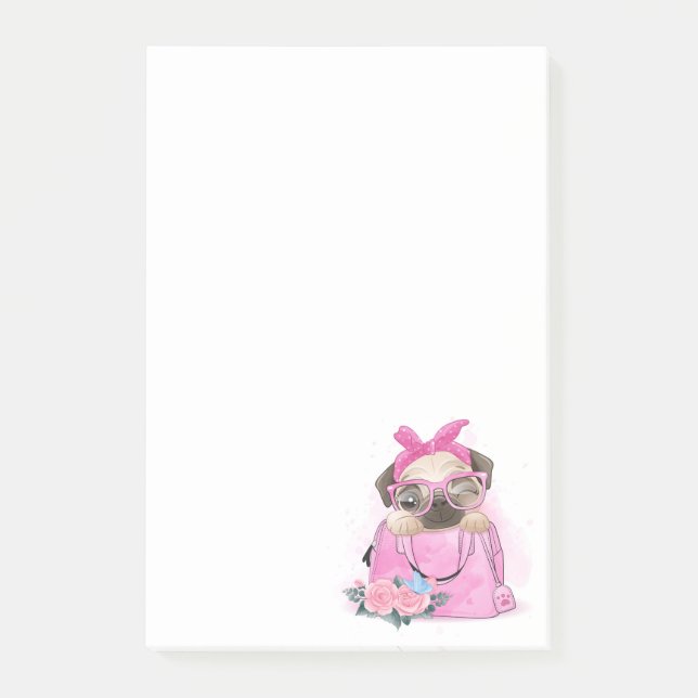 Cute Pug Post-it Block (Framsida)