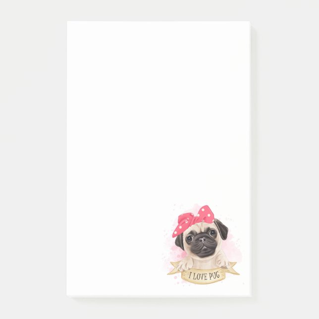 Cute Pug Post-it Block (Framsida)