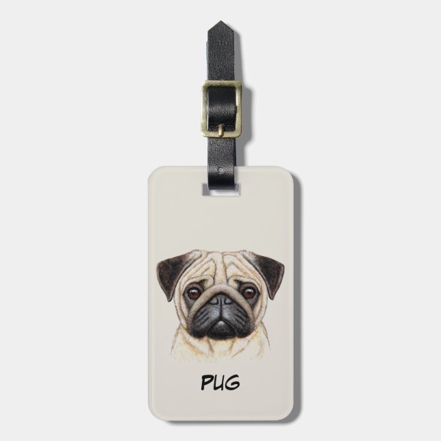 Cute Pug Puppy Ansikte Bagagebricka (Vertikal Framsida)