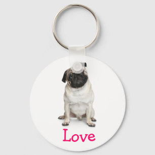 Cute Pug Puppy Hund älskare Päls Mamma Nyckelring