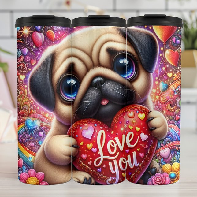 Cute Pug Puppy Love Heart (Skapare uppladdad)