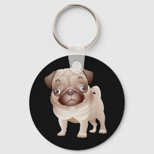 Cute Pug Puppy Tecknad hund Älskare Pappa Nyckelring