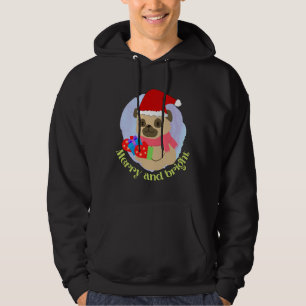 Cute Pug Puppy vid jul Hat har julklapp Hoodie
