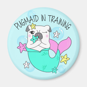 Cute Pug-Sjöjungfru Magnet