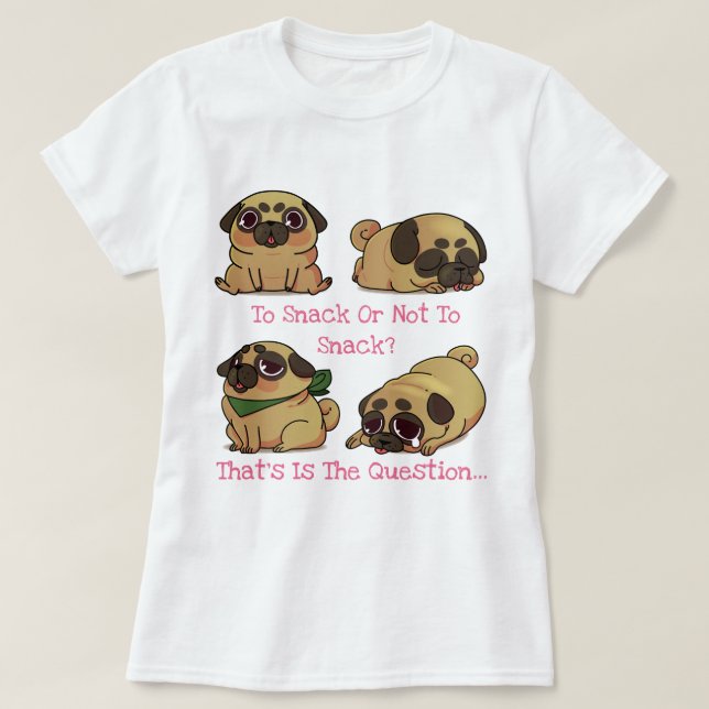 Cute Pug T Shirt (Design framsida)