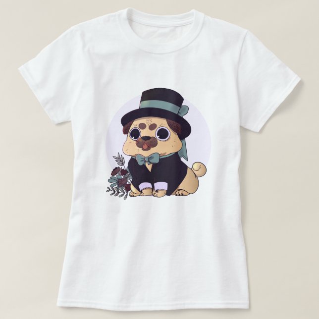 Cute Pug T Shirt (Design framsida)