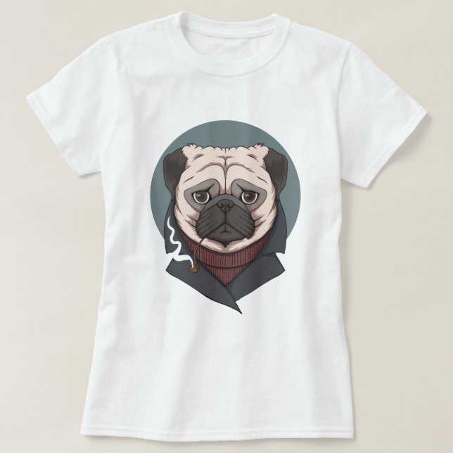 Cute Pug T Shirt (Design framsida)