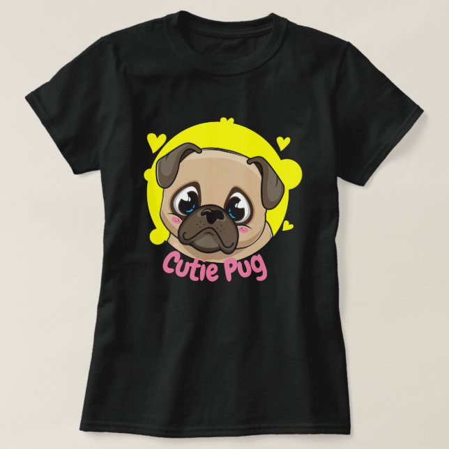 Cute Pug T Shirt (Design framsida)
