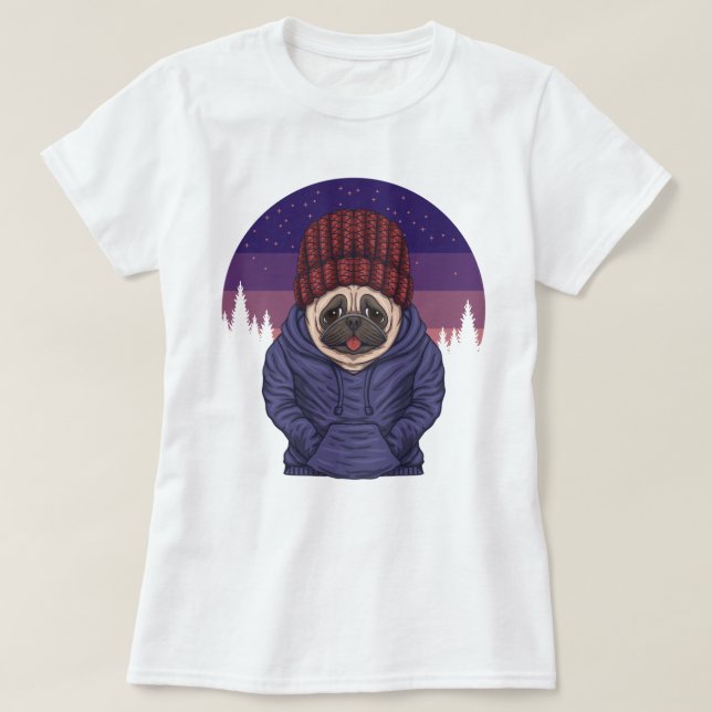 Cute Pug T Shirt (Design framsida)