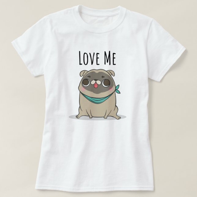 Cute Pug T-Shirt (Design framsida)