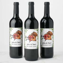 Cute Pug Tack Baby Shower Vinflaska Etikett