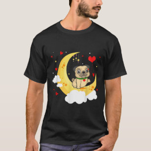 Cute Pug the Måne Valentine Day Pug Hund älskare T Shirt