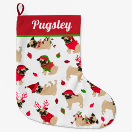 Cute Pugs White Liten Julstrumpa