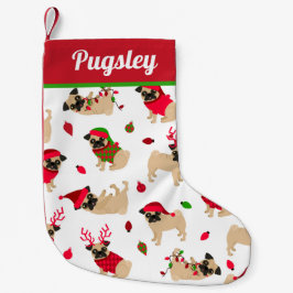 Cute Pugs White Liten Julstrumpa