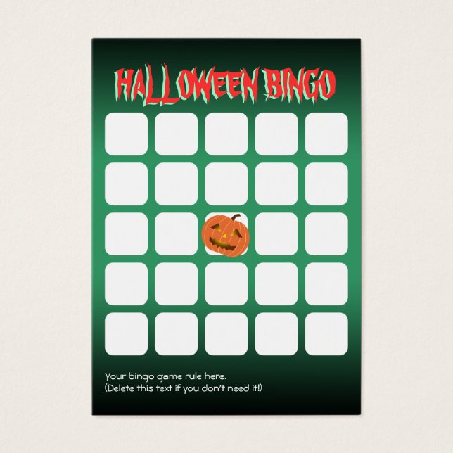 Cute Pumpkin 5x5 Scary Halloween fest Bingo Card Visitkort (Framsidan)