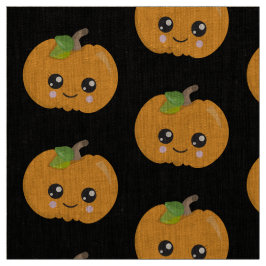 Cute Pumpkin Ansikte Halloween Mönster Black Tyg