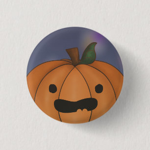 Cute Pumpkin Ansikte Illustration Knapp
