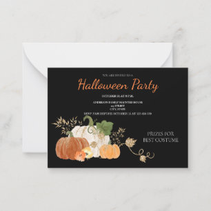 Cute Pumpkin Blommigt Halloween fest-inbjudan Anteckningskort