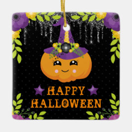 Cute Pumpkin Blommigt Happy halloween Julgransprydnad Keramik