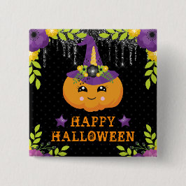 Cute Pumpkin Blommigt Happy halloween Knapp